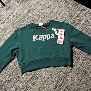 Kappa Forest Green Logo Cropped Sweatshirt Stretchy,Regular fit
